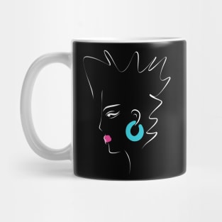 Portrait of a girl in a minimalistic linear style. Mug